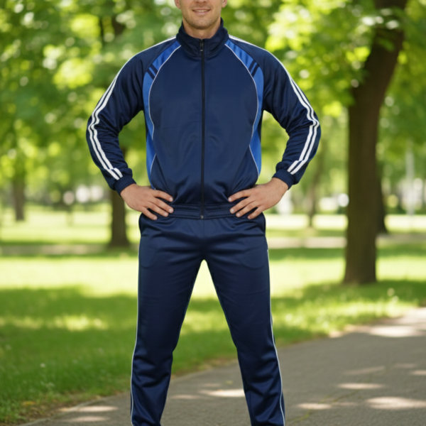 Men’s Premium Navy Blue Athletic Tracksuit – Full Zip Performance Set
