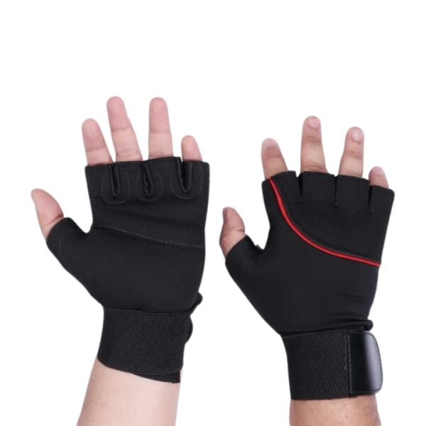 Premium Half Finger Gym Gloves with Wrist Support – Black