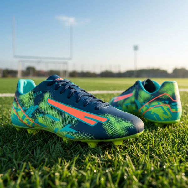 SEGA Impact Pro Football Studs – Blue & Neon Green Soccer Shoes