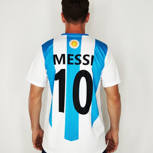 Argentina Messi Edition Home Jersey – Fan Replica (Sky Blue & White)